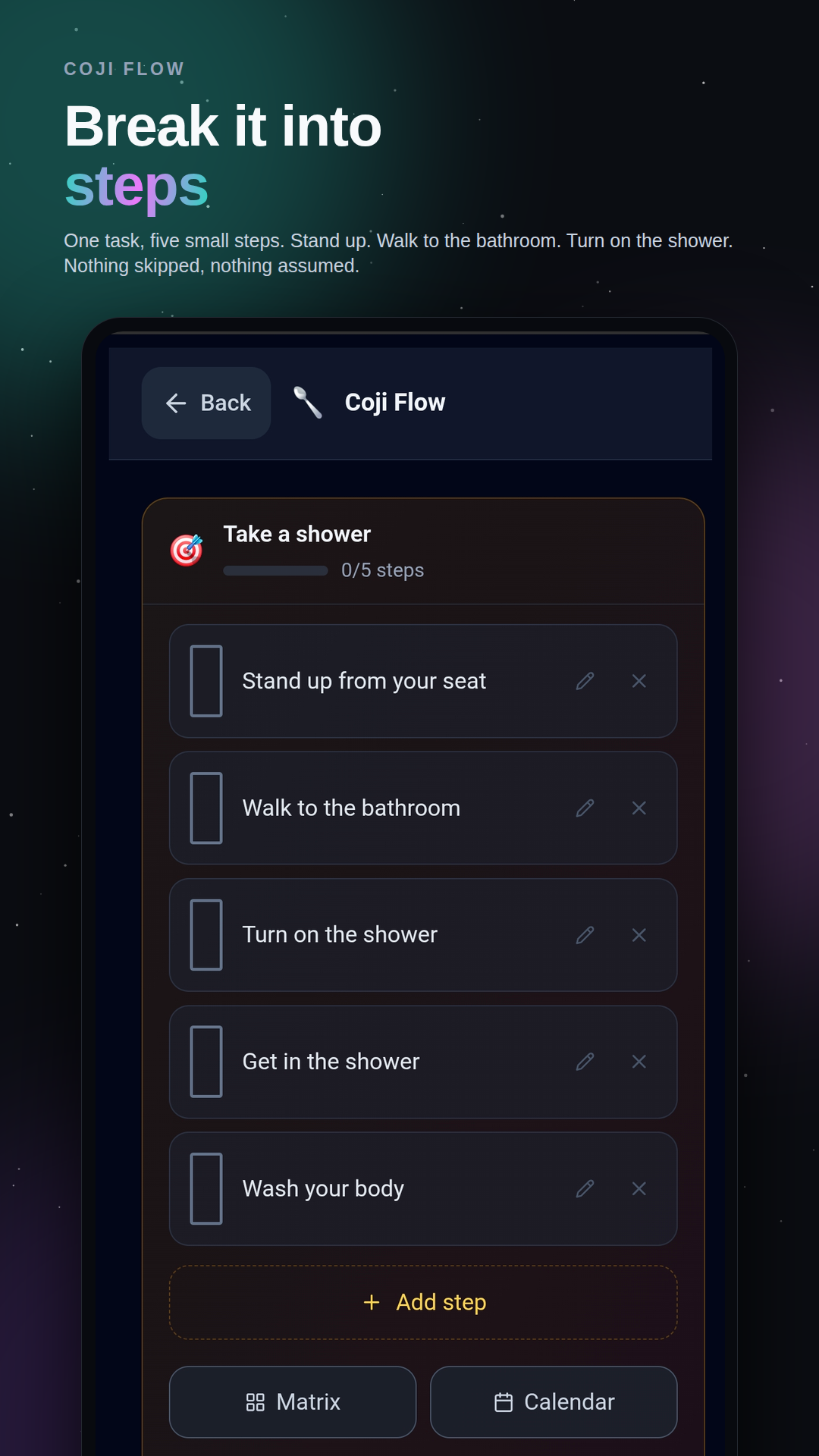 Coji 7 interactive tools screen